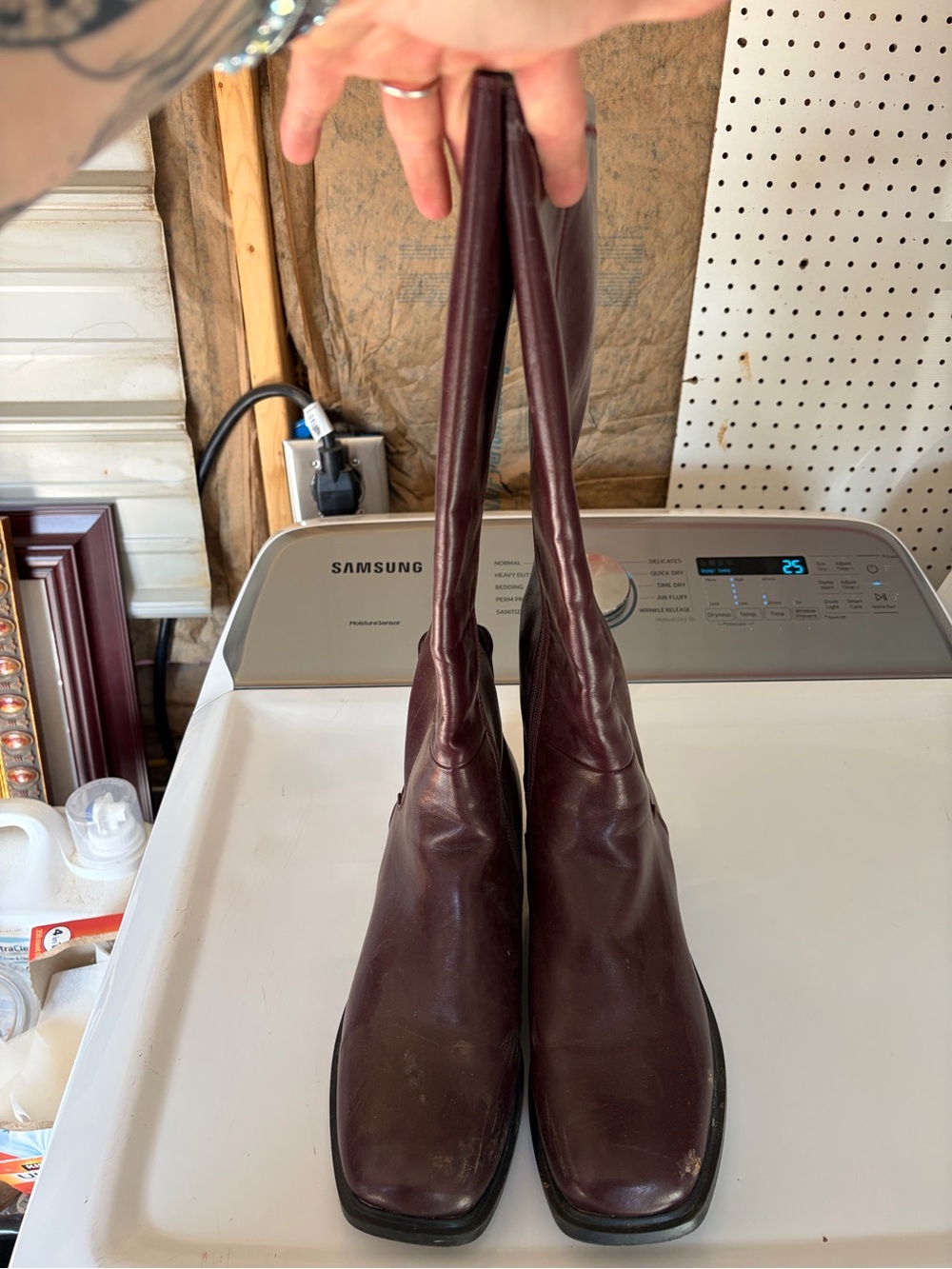 Tall Burgundy Leather Boots